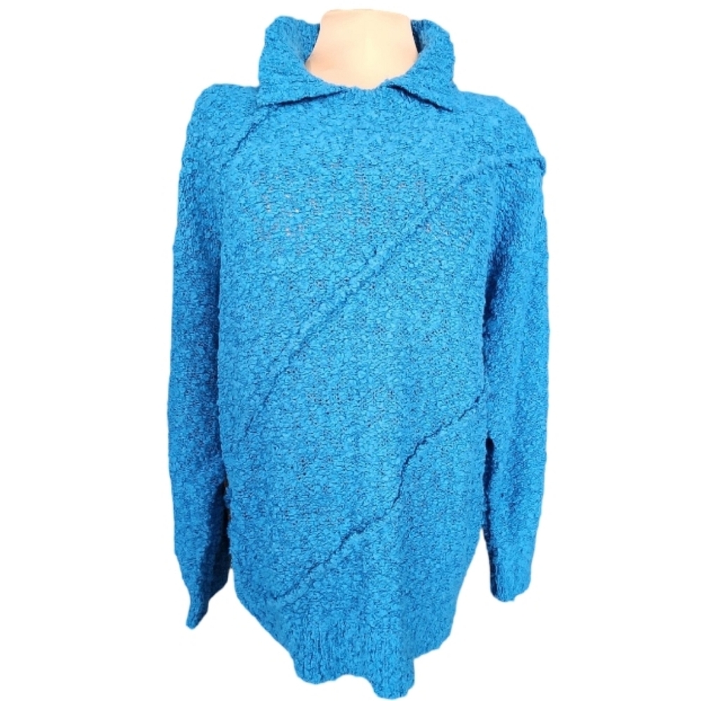 Vintage 90's Haberdashery Blue Boucle Sweater Cozy Retro‎ Pullover 2X
